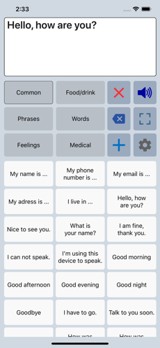 "Speech Assistant AAC (iOS)" interface image