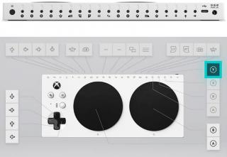 Imagen de las conexiones y elementos de Xbox Adaptive Controller